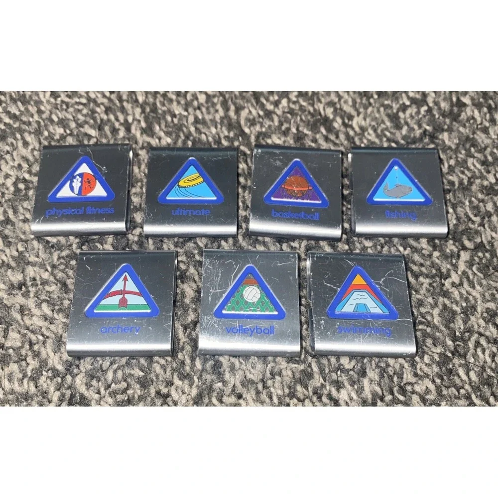 Boy Scout Cub Scout Belt 7 Mixed Merit Activity Slides Metal Badges